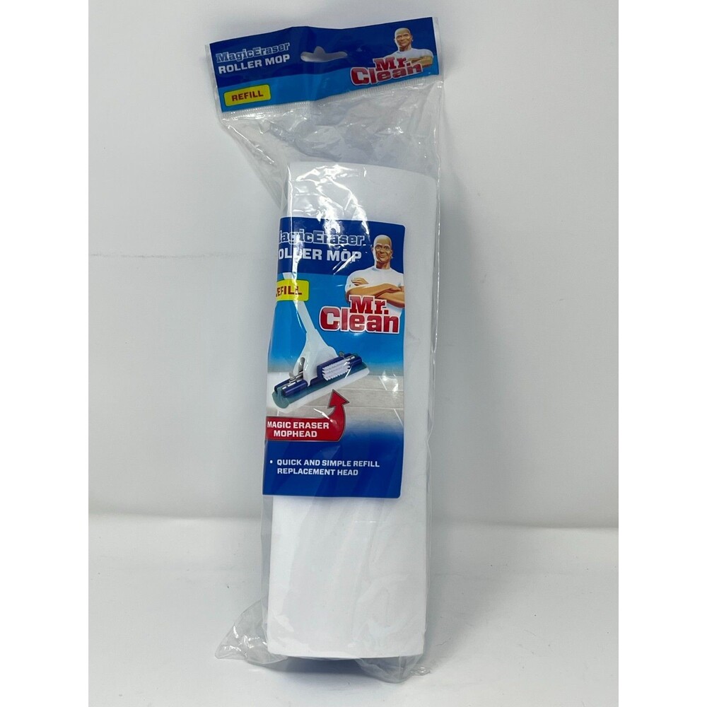 Mr. Clean Magic Cleaning Eraser Blue and White Roller Mop Refill Roller Mop New